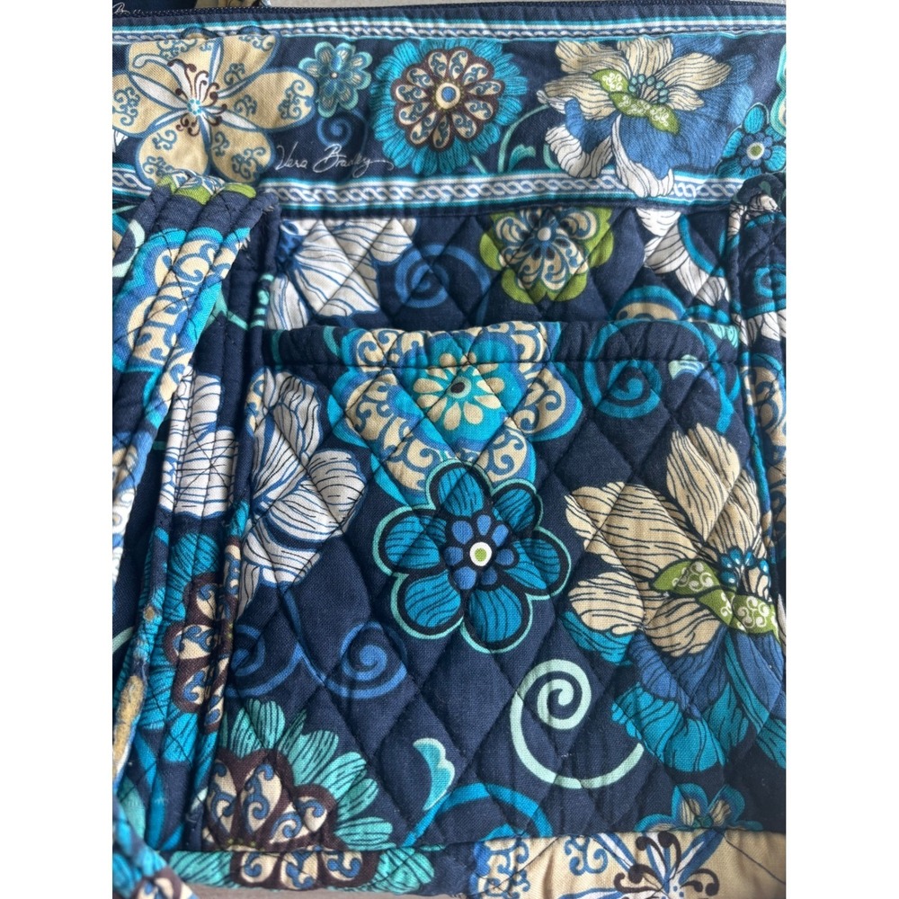 Vera Bradley Small Tote Bag Mod Blue Floral Quilted Cotton Retired Pattern - Picture 4 of 8